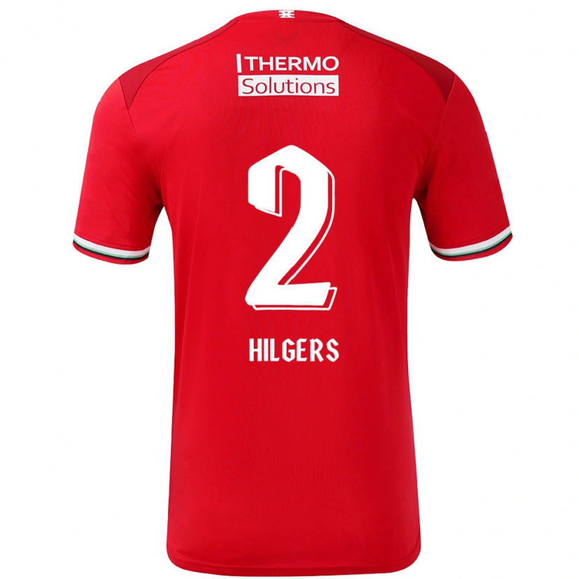 Danxen Hombre Camiseta Mees Hilgers #2 Rojo Blanco 1ª Equipación 2024/25 La Camisa