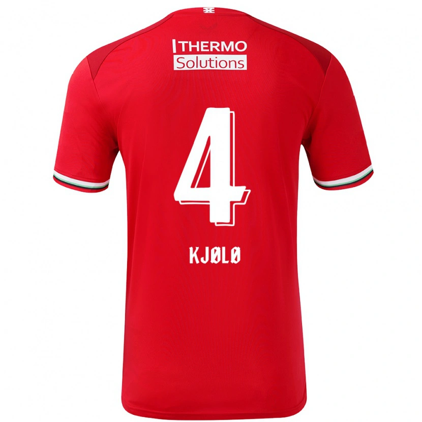 Danxen Hombre Camiseta Mathias Kjølø #4 Rojo Blanco 1ª Equipación 2024/25 La Camisa