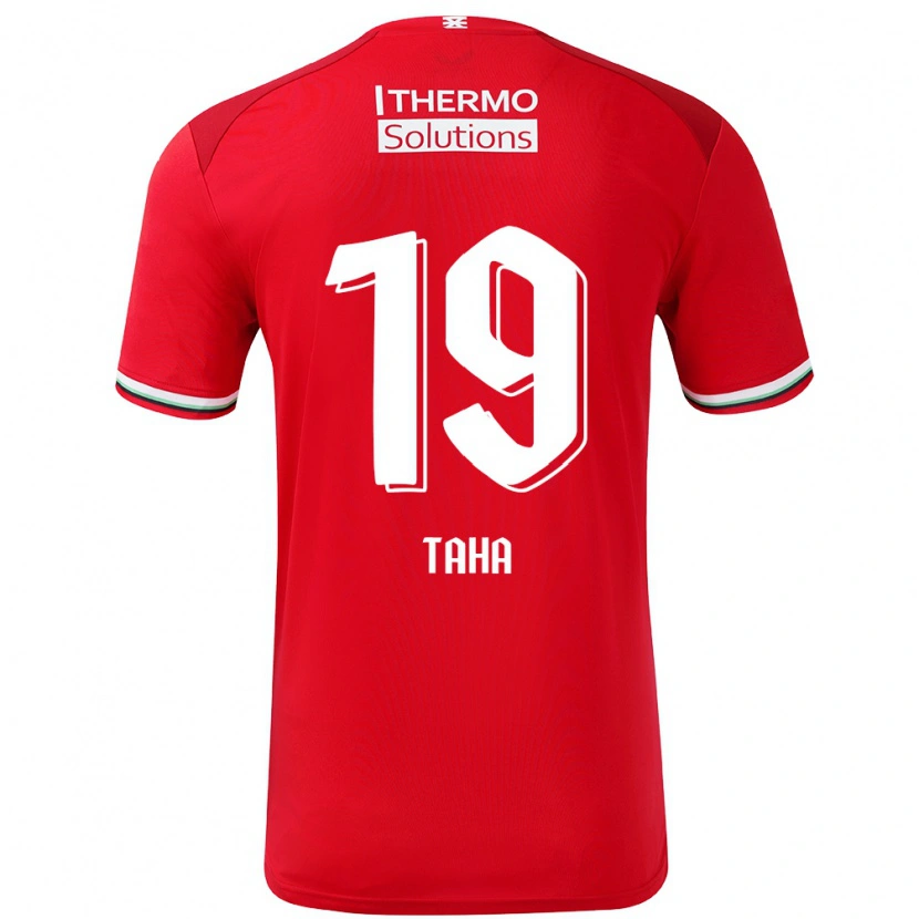 Danxen Hombre Camiseta Younes Taha #19 Rojo Blanco 1ª Equipación 2024/25 La Camisa