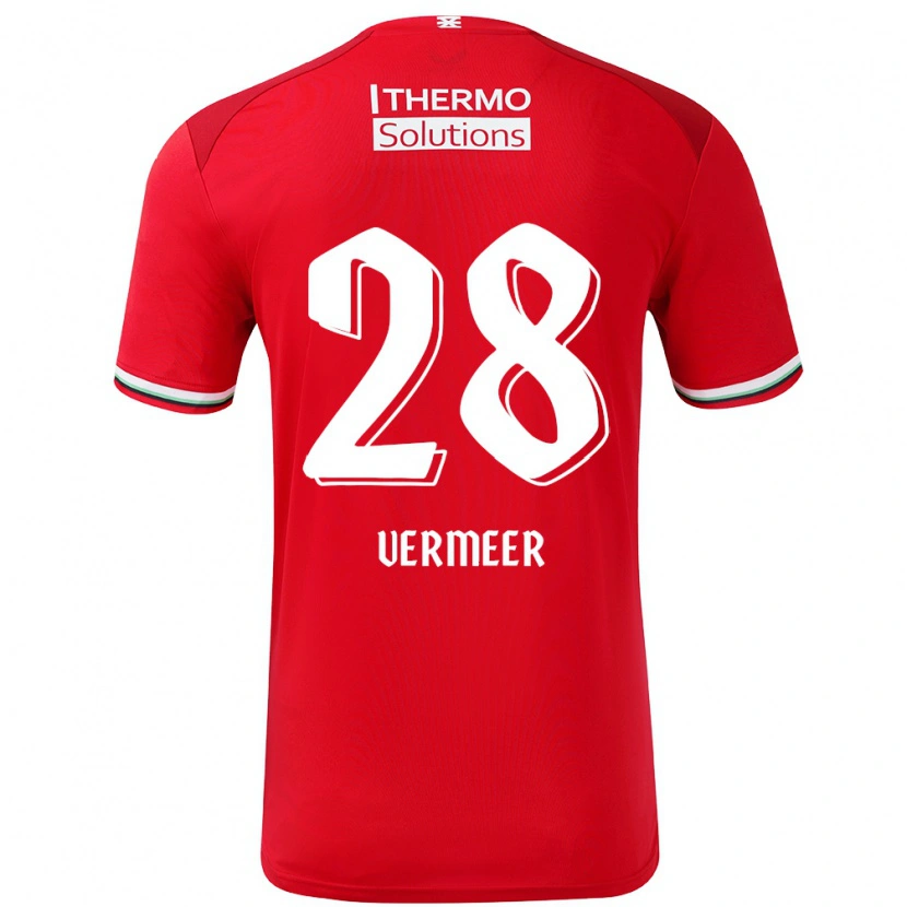 Danxen Hombre Camiseta Sofie Vermeer #28 Rojo Blanco 1ª Equipación 2024/25 La Camisa