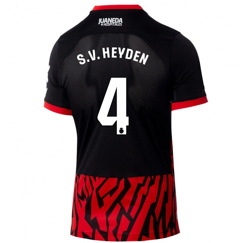 Danxen Hombre Camiseta Siebe Van Der Heyden #4 Negro Rojo 1ª Equipación 2024/25 La Camisa