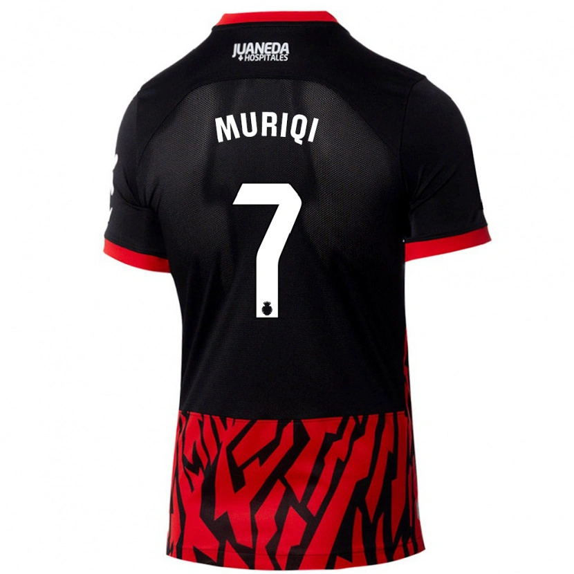 Danxen Hombre Camiseta Vedat Muriqi #7 Negro Rojo 1ª Equipación 2024/25 La Camisa