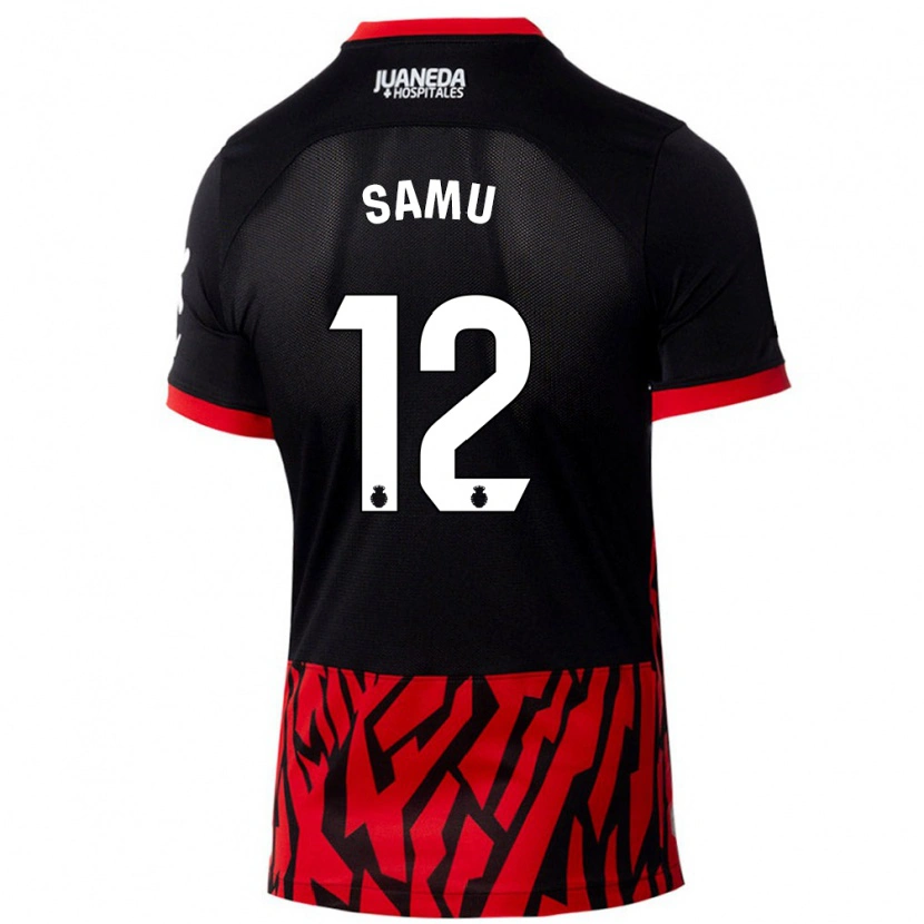 Danxen Hombre Camiseta Samú Costa #12 Negro Rojo 1ª Equipación 2024/25 La Camisa