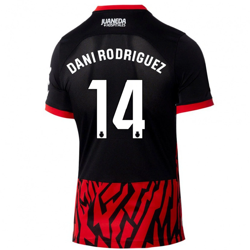 Danxen Hombre Camiseta Dani Rodríguez #14 Negro Rojo 1ª Equipación 2024/25 La Camisa