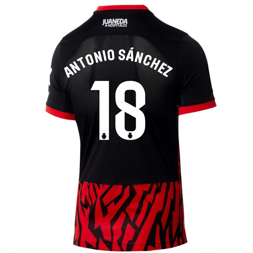 Danxen Hombre Camiseta Antonio Sánchez #18 Negro Rojo 1ª Equipación 2024/25 La Camisa