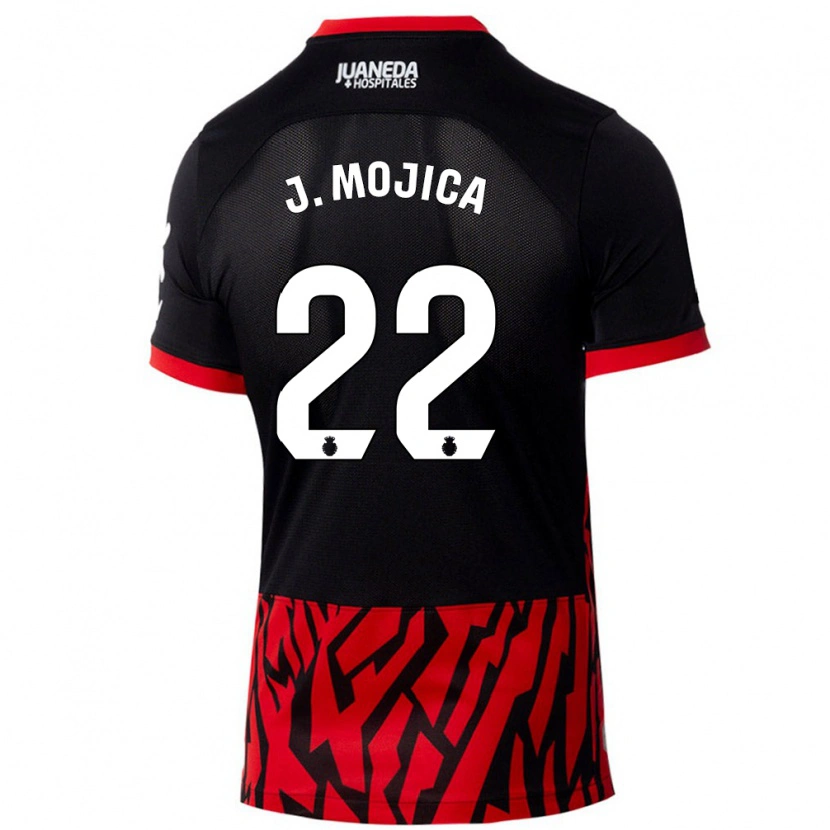 Danxen Hombre Camiseta Johan Mojica #22 Negro Rojo 1ª Equipación 2024/25 La Camisa