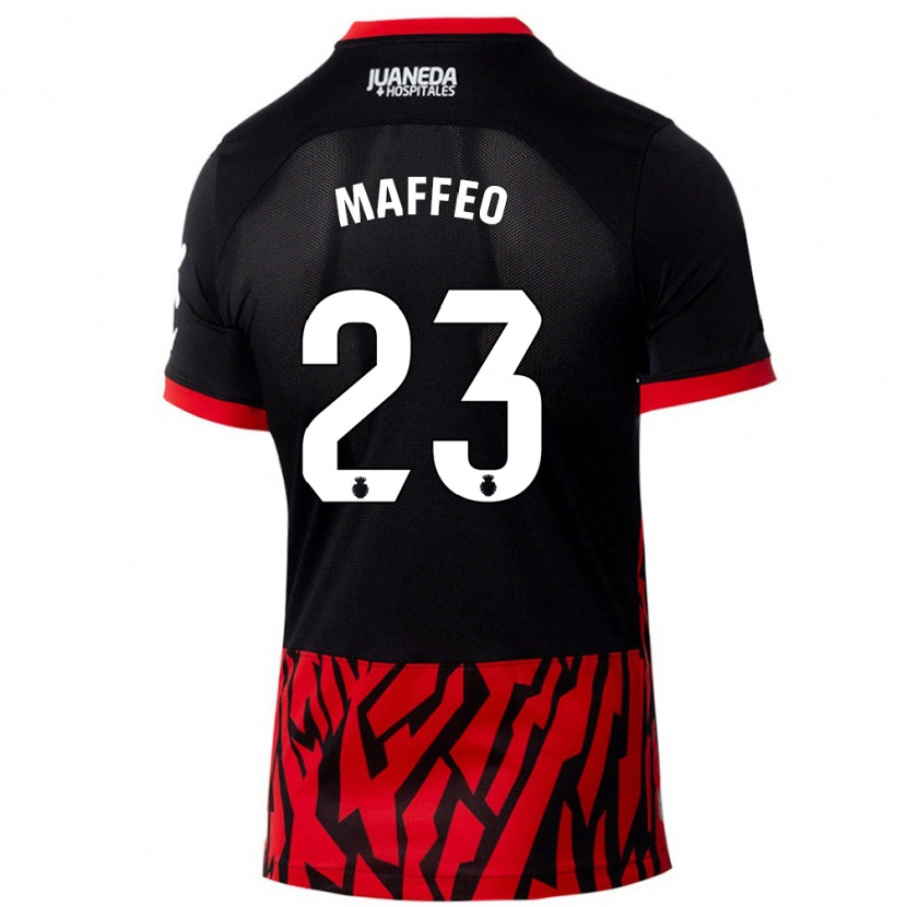 Danxen Hombre Camiseta Pablo Maffeo #23 Negro Rojo 1ª Equipación 2024/25 La Camisa