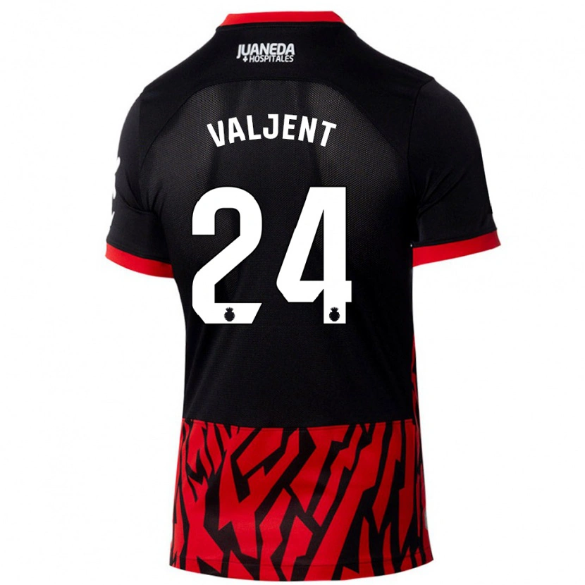 Danxen Hombre Camiseta Martin Valjent #24 Negro Rojo 1ª Equipación 2024/25 La Camisa