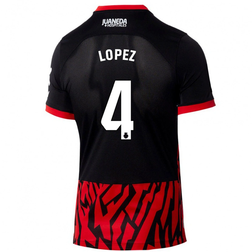 Danxen Hombre Camiseta David López #4 Negro Rojo 1ª Equipación 2024/25 La Camisa