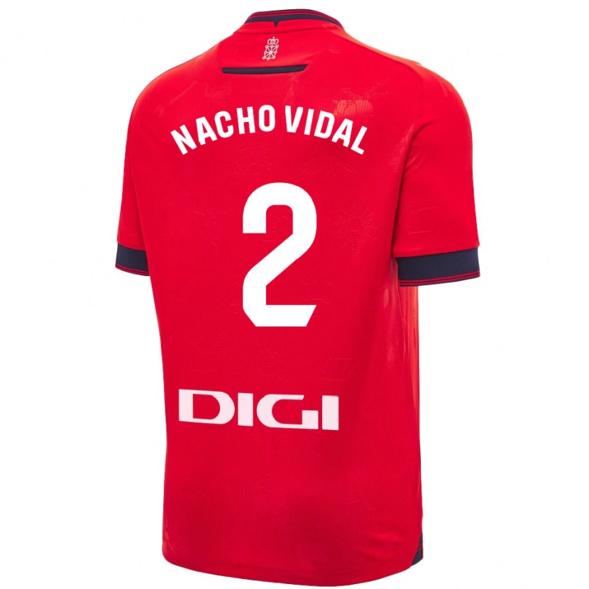 Danxen Hombre Camiseta Nacho Vidal #2 Rojo Blanco 1ª Equipación 2024/25 La Camisa