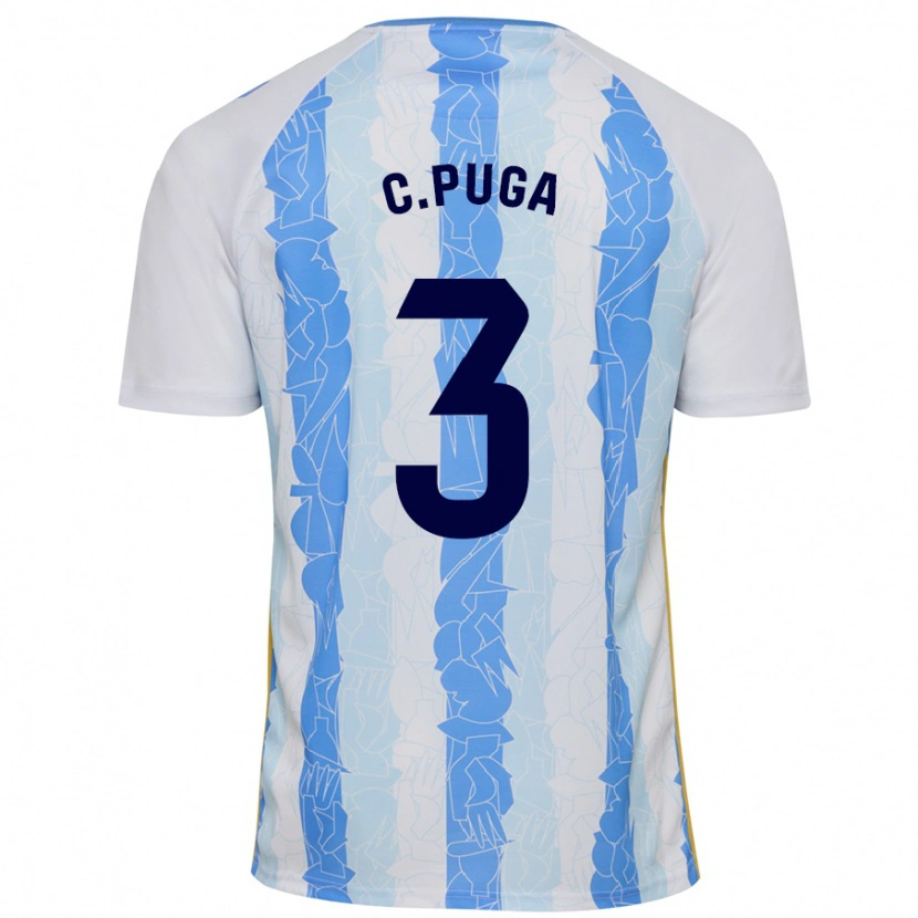 Danxen Hombre Camiseta Carlos Puga #3 Blanco Azul 1ª Equipación 2024/25 La Camisa