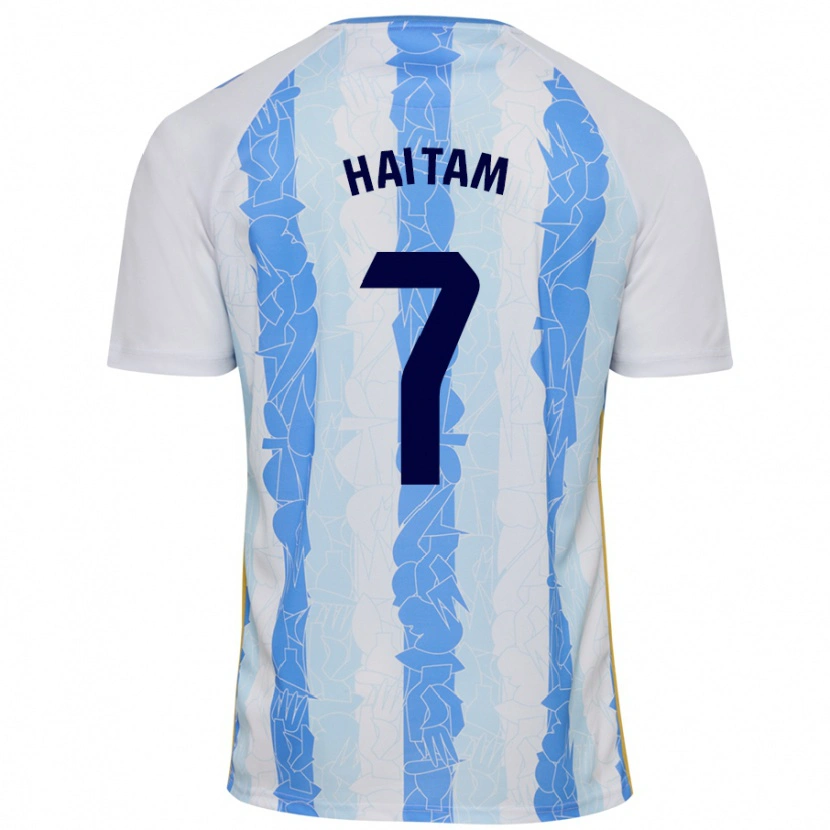 Danxen Hombre Camiseta Haitam Abaida #7 Blanco Azul 1ª Equipación 2024/25 La Camisa