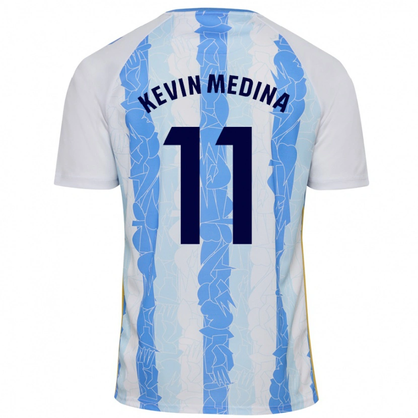 Danxen Hombre Camiseta Kevin Medina #11 Blanco Azul 1ª Equipación 2024/25 La Camisa