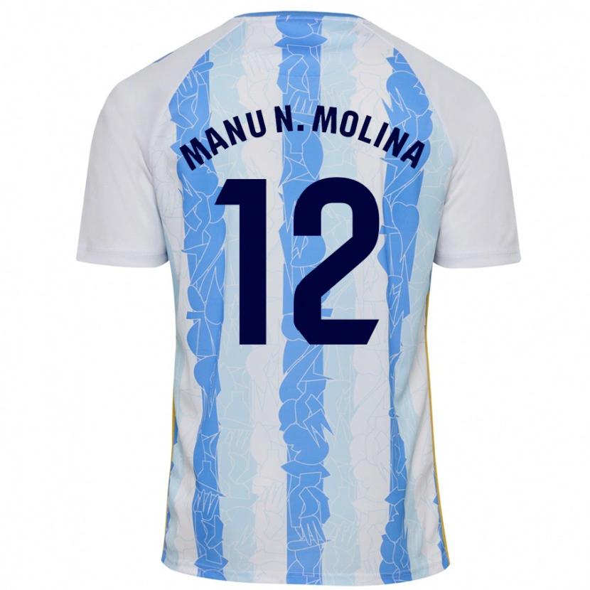 Danxen Hombre Camiseta Manu Molina #12 Blanco Azul 1ª Equipación 2024/25 La Camisa