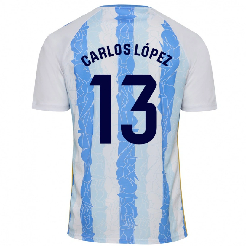 Danxen Hombre Camiseta Carlos López #13 Blanco Azul 1ª Equipación 2024/25 La Camisa