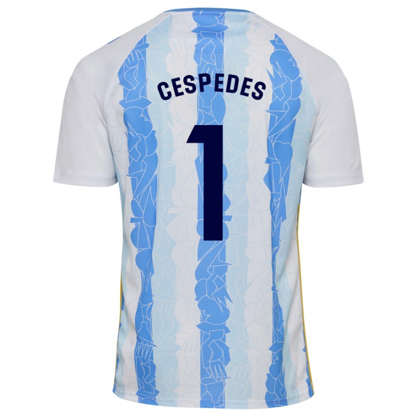 Danxen Hombre Camiseta Andrés Céspedes #1 Blanco Azul 1ª Equipación 2024/25 La Camisa