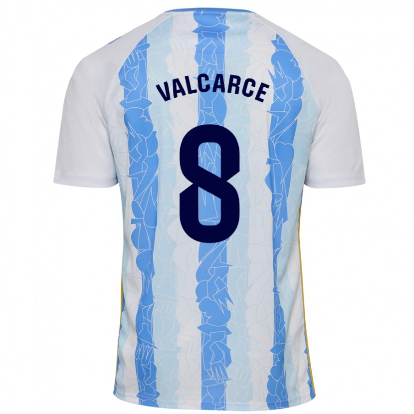 Danxen Hombre Camiseta Alejandro Valcarce #8 Blanco Azul 1ª Equipación 2024/25 La Camisa