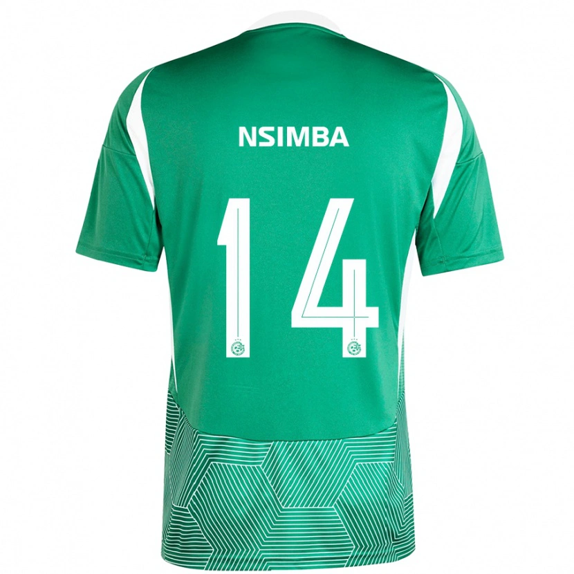 Danxen Hombre Camiseta Vital Nsimba #14 Verde Blanco 1ª Equipación 2024/25 La Camisa