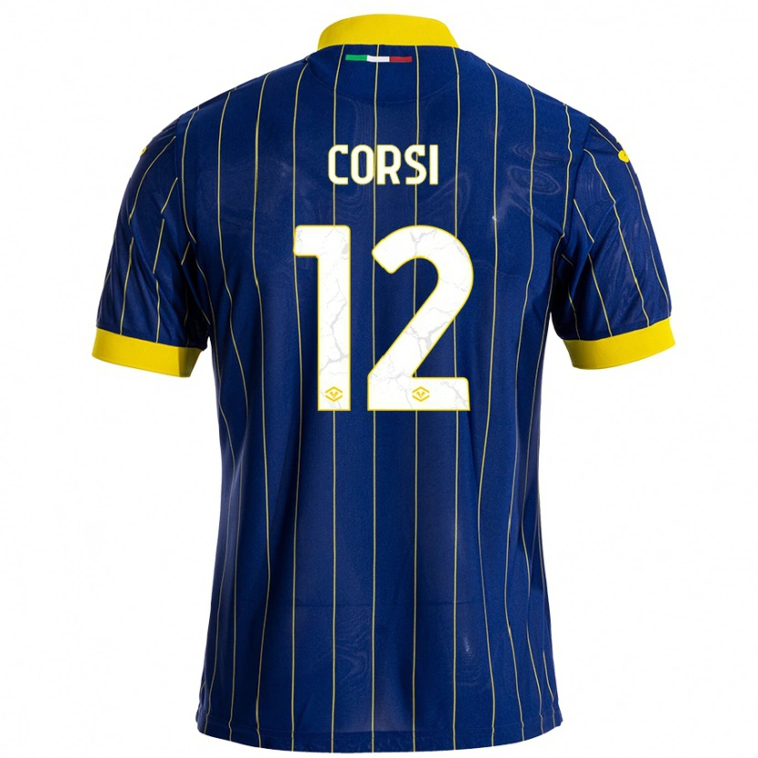 Danxen Hombre Camiseta Sara Corsi #12 Azul Amarillo 1ª Equipación 2024/25 La Camisa