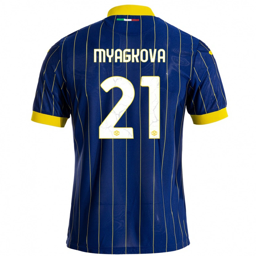 Danxen Hombre Camiseta Alina Myagkova #21 Azul Amarillo 1ª Equipación 2024/25 La Camisa