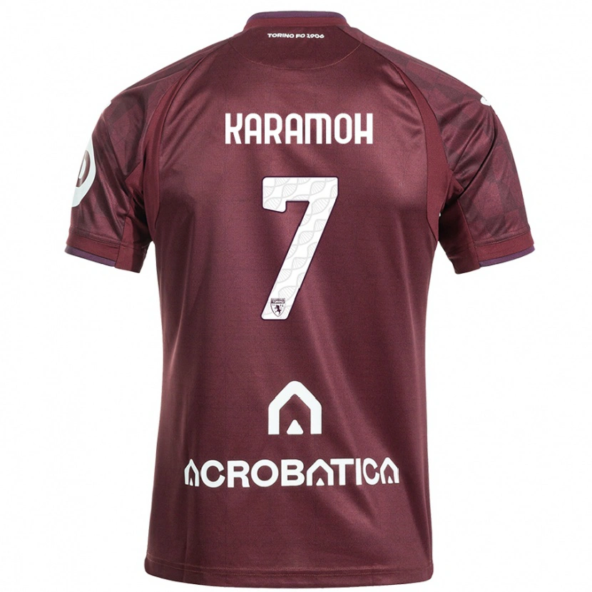 Danxen Hombre Camiseta Yann Karamoh #7 Granate Blanco 1ª Equipación 2024/25 La Camisa