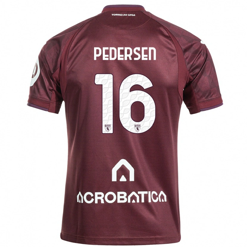 Danxen Hombre Camiseta Marcus Pedersen #16 Granate Blanco 1ª Equipación 2024/25 La Camisa