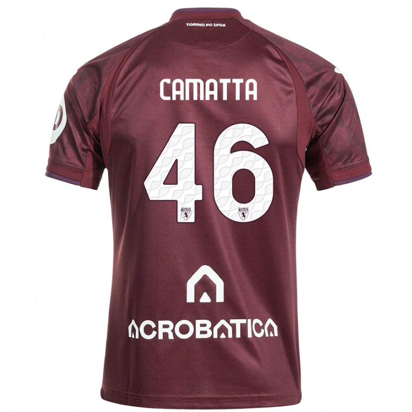 Danxen Hombre Camiseta Alessandro Camatta #46 Granate Blanco 1ª Equipación 2024/25 La Camisa