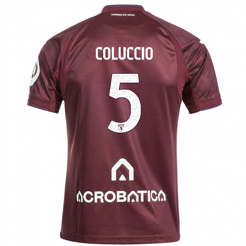 Danxen Hombre Camiseta Francesca Coluccio #5 Granate Blanco 1ª Equipación 2024/25 La Camisa