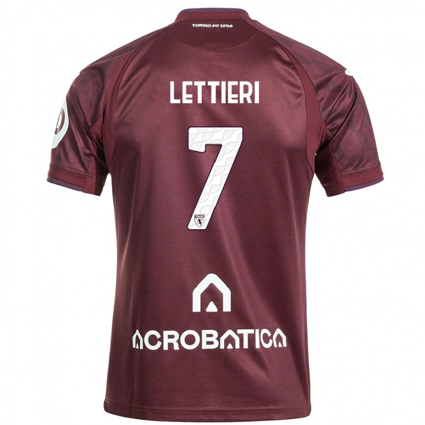 Danxen Hombre Camiseta Jessica Lettieri #7 Granate Blanco 1ª Equipación 2024/25 La Camisa