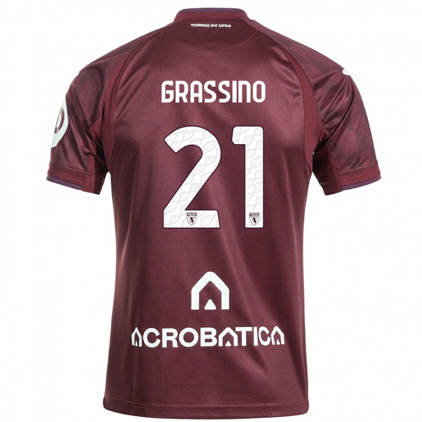 Danxen Hombre Camiseta Giulia Grassino #21 Granate Blanco 1ª Equipación 2024/25 La Camisa