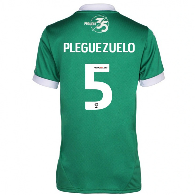 Danxen Hombre Camiseta Julio Pleguezuelo #5 Verde Blanco 1ª Equipación 2024/25 La Camisa