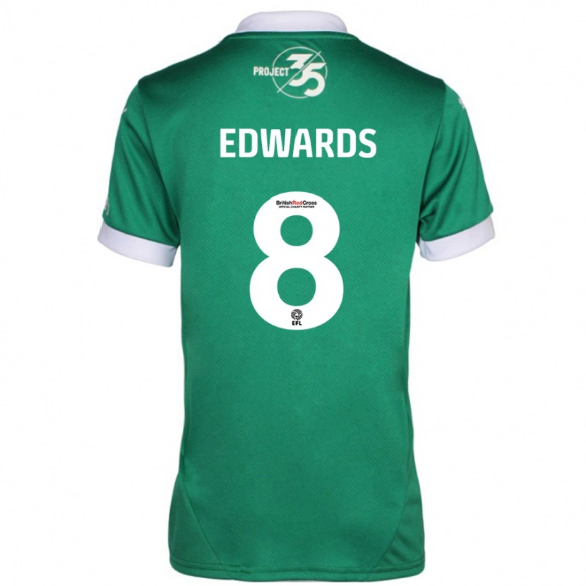 Danxen Hombre Camiseta Joe Edwards #8 Verde Blanco 1ª Equipación 2024/25 La Camisa