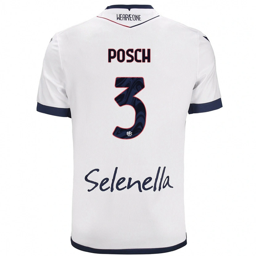 Danxen Hombre Camiseta Stefan Posch #3 Blanco Azul Real 2ª Equipación 2024/25 La Camisa