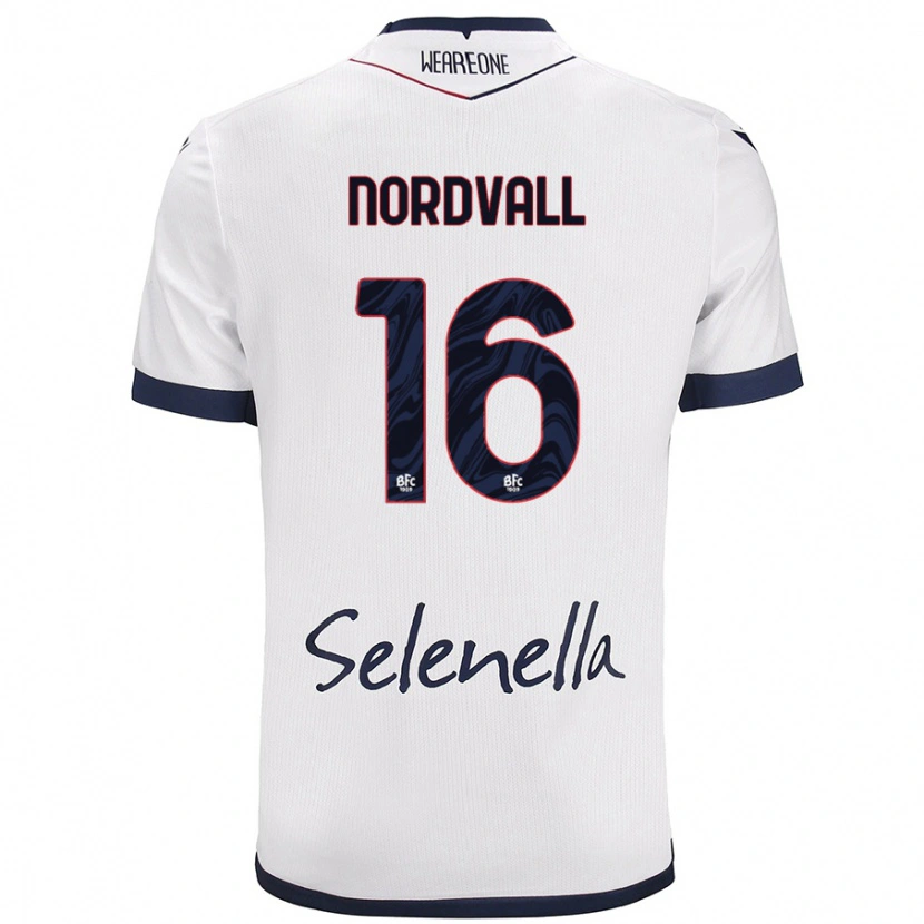 Danxen Hombre Camiseta Ossian Nordvall #16 Blanco Azul Real 2ª Equipación 2024/25 La Camisa