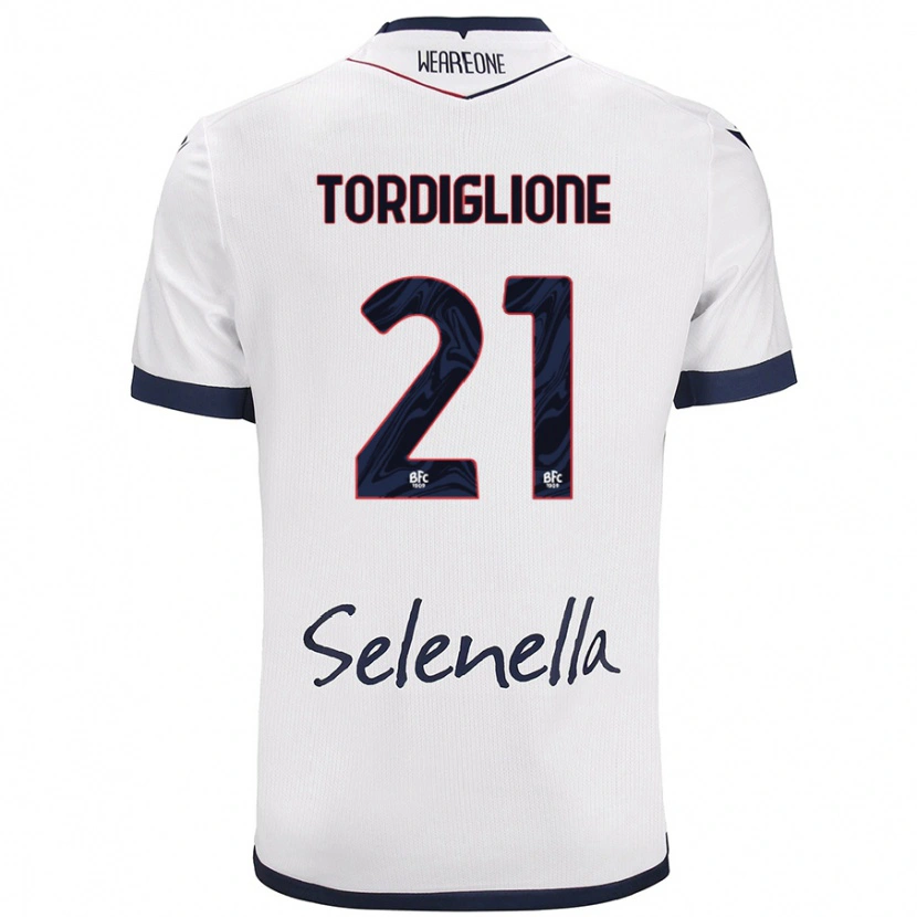 Danxen Hombre Camiseta Nicolò Tordiglione #21 Blanco Azul Real 2ª Equipación 2024/25 La Camisa