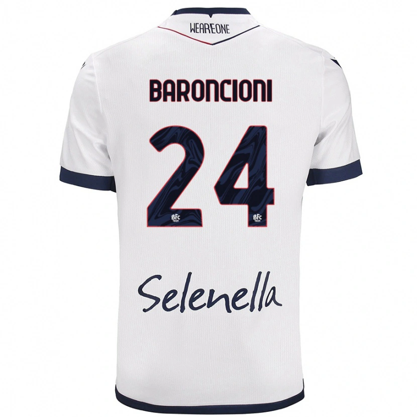 Danxen Hombre Camiseta Davide Baroncioni #24 Blanco Azul Real 2ª Equipación 2024/25 La Camisa