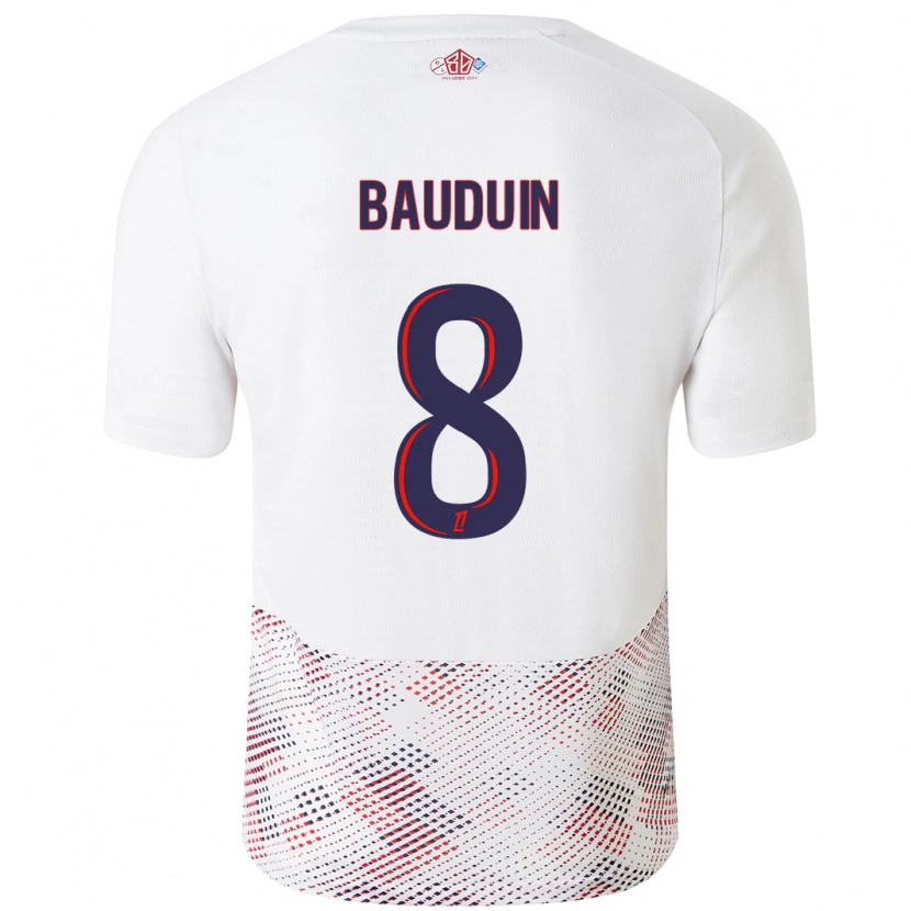 Danxen Hombre Camiseta Justine Bauduin #8 Blanco Azul Real 2ª Equipación 2024/25 La Camisa