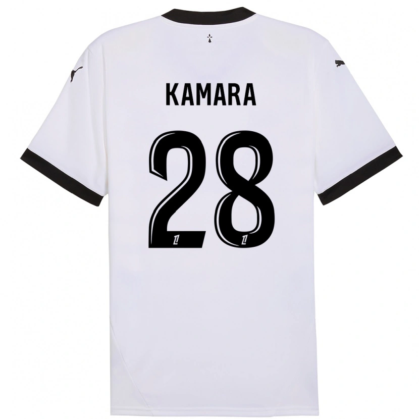 Danxen Hombre Camiseta Glen Kamara #28 Blanco Negro 2ª Equipación 2024/25 La Camisa