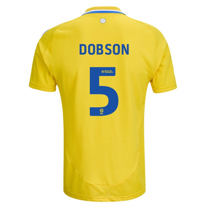 Danxen Hombre Camiseta Ellie Dobson #5 Amarillo Azul 2ª Equipación 2024/25 La Camisa