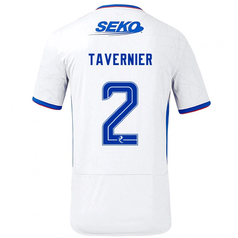 Danxen Hombre Camiseta James Tavernier #2 Blanco Azul 2ª Equipación 2024/25 La Camisa