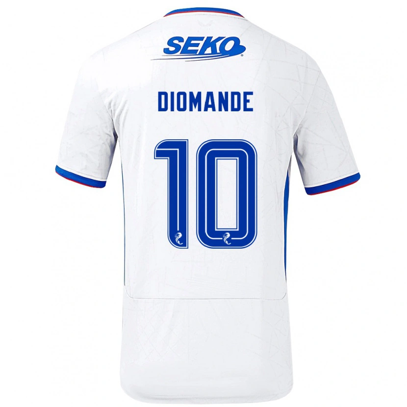 Danxen Hombre Camiseta Mohamed Diomandé #10 Blanco Azul 2ª Equipación 2024/25 La Camisa