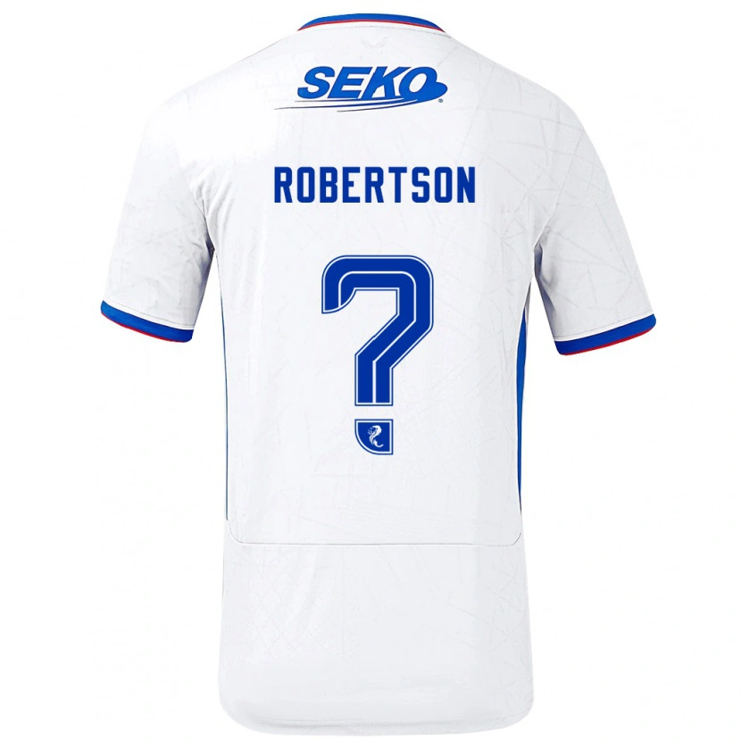 Danxen Hombre Camiseta Kerr Robertson #0 Blanco Azul 2ª Equipación 2024/25 La Camisa