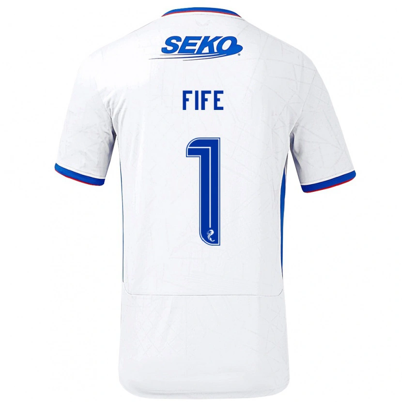 Danxen Hombre Camiseta Jenna Fife #1 Blanco Azul 2ª Equipación 2024/25 La Camisa