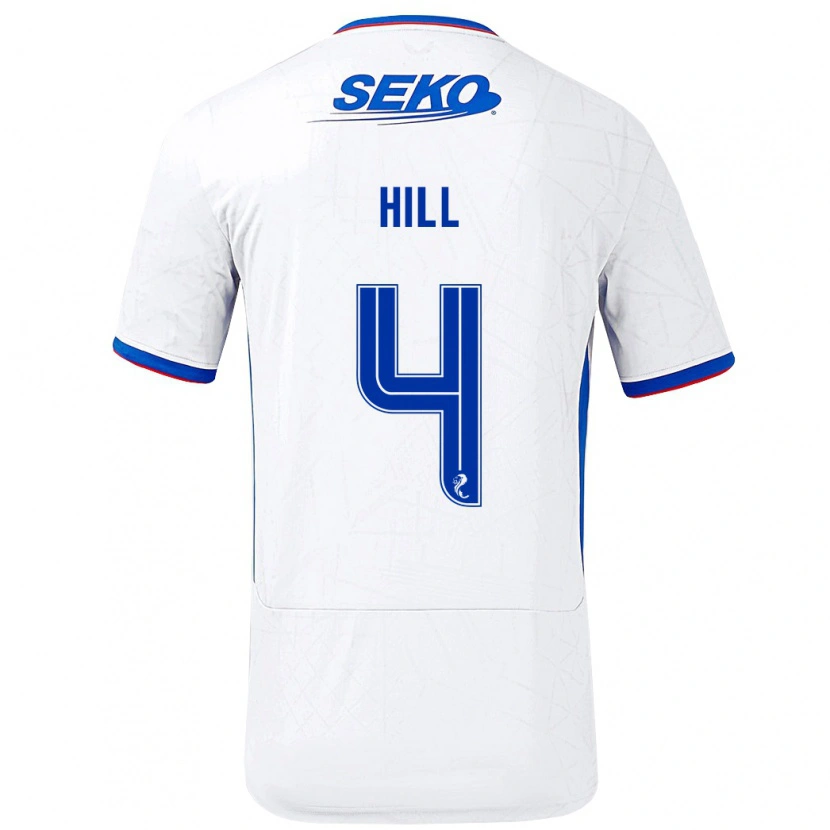 Danxen Hombre Camiseta Kathryn Hill #4 Blanco Azul 2ª Equipación 2024/25 La Camisa