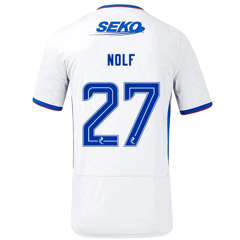 Danxen Hombre Camiseta Madeline Nolf #27 Blanco Azul 2ª Equipación 2024/25 La Camisa