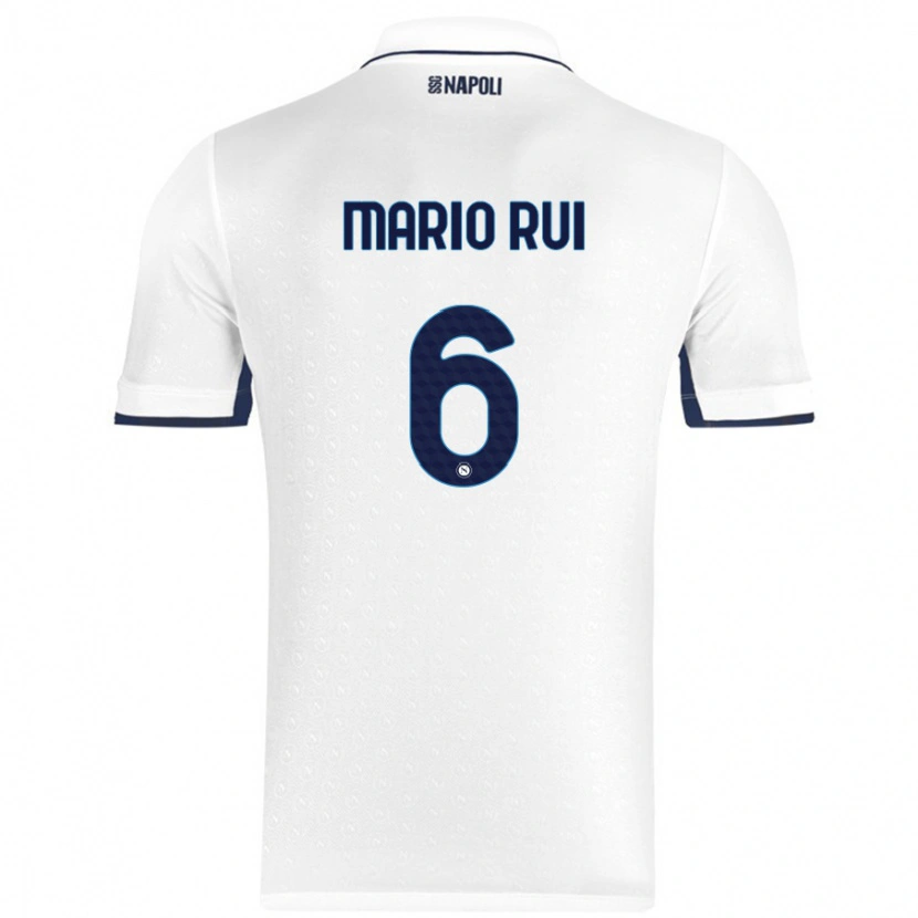 Danxen Hombre Camiseta Mário Rui #6 Blanco Azul Real 2ª Equipación 2024/25 La Camisa