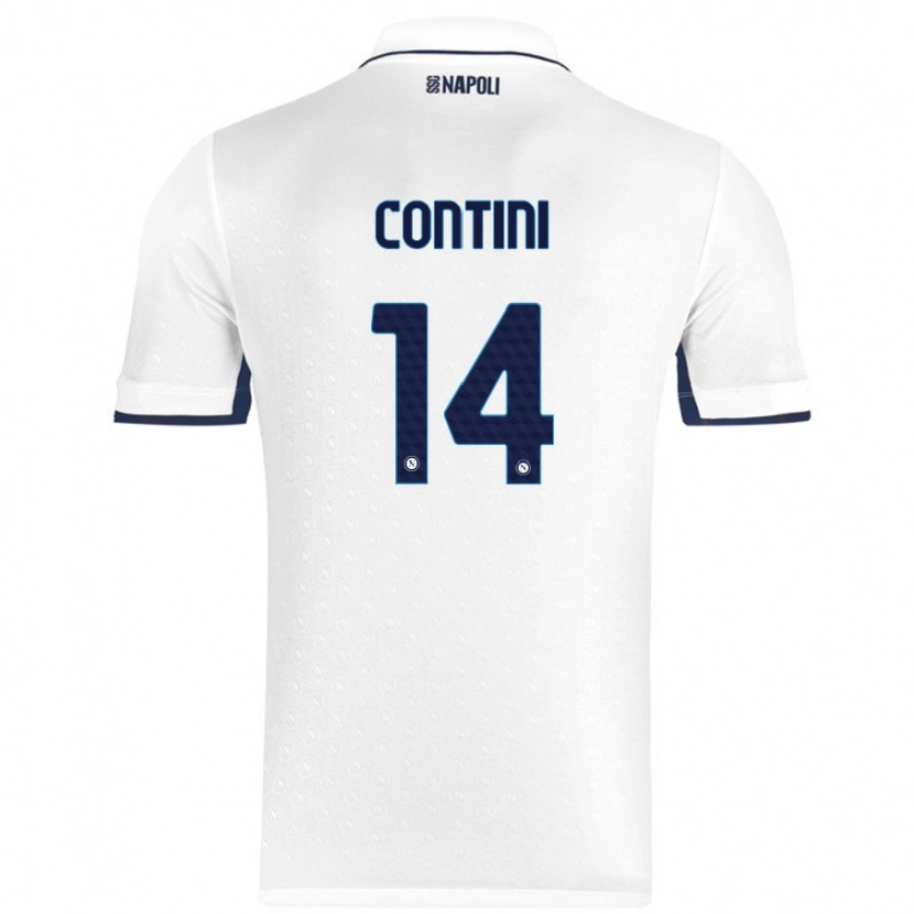 Danxen Hombre Camiseta Nikita Contini #14 Blanco Azul Real 2ª Equipación 2024/25 La Camisa