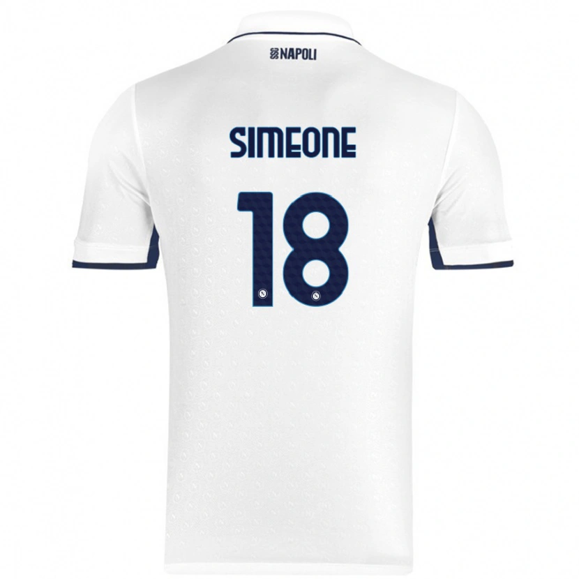 Danxen Hombre Camiseta Giovanni Simeone #18 Blanco Azul Real 2ª Equipación 2024/25 La Camisa