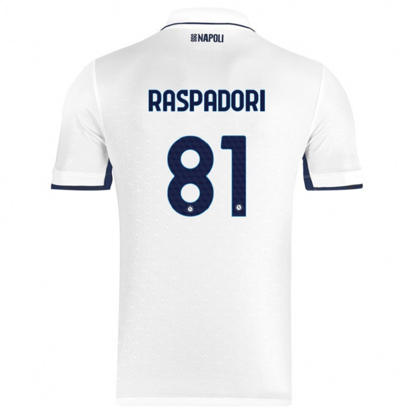 Danxen Hombre Camiseta Giacomo Raspadori #81 Blanco Azul Real 2ª Equipación 2024/25 La Camisa