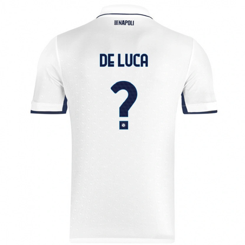 Danxen Hombre Camiseta Alfonso De Luca #0 Blanco Azul Real 2ª Equipación 2024/25 La Camisa